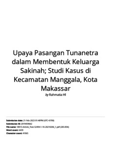 Upaya Pasangan Tunanetra Dalam Membentuk Keluarga Sakinah; Studi Kasus ...